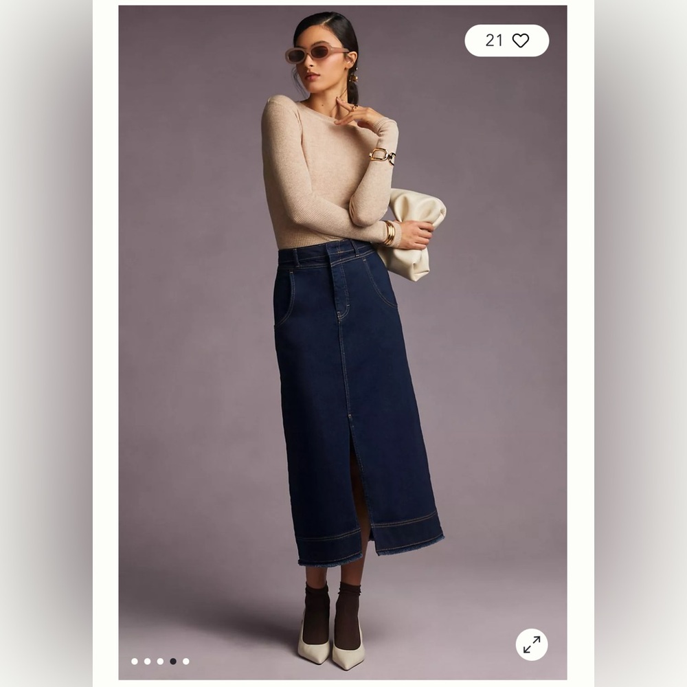 Pilcro Slit-Front Denim Skirt